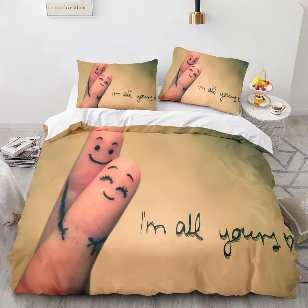 Valentines Day Couple Lovers Gift Duvet Cover Set Queen King Size Love Comforter Cover Polyester Bedding Set