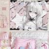 Japanischer Vintage-Stil niedliches Mädchen-Thema Wandbehang Ins-Hintergrundtuch Studentenschlafzimmer Nachttischdekoration Wandteppich