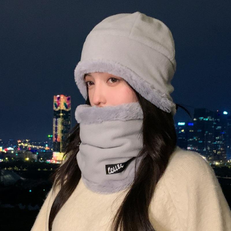Winter New Hat Scarf Set Fleece Thickened Cycling Warm Snow Hat Outdoor Cold-proof Pullover Hat