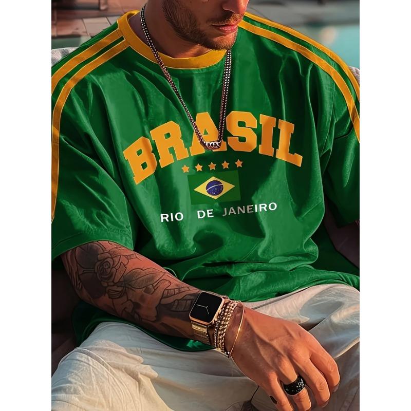 T-shirt estiva da uomo con stampa brasiliana girocollo Casual e comoda T-shirt come regalo T-shirt estiva a maniche corte per esterni