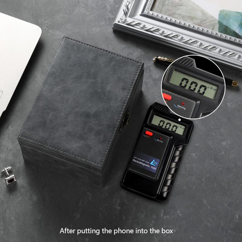Faraday Box RFID Signal Blocking Case Crazy Horse Leather Anti-Theft Shielding for Car Keys Bank Cards Smartphone