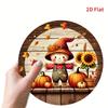 HD Tin Sign Fall Scarecrow Pumpkin Sunflower Round Vintage Metal Wall Art Retro Autumn Decor