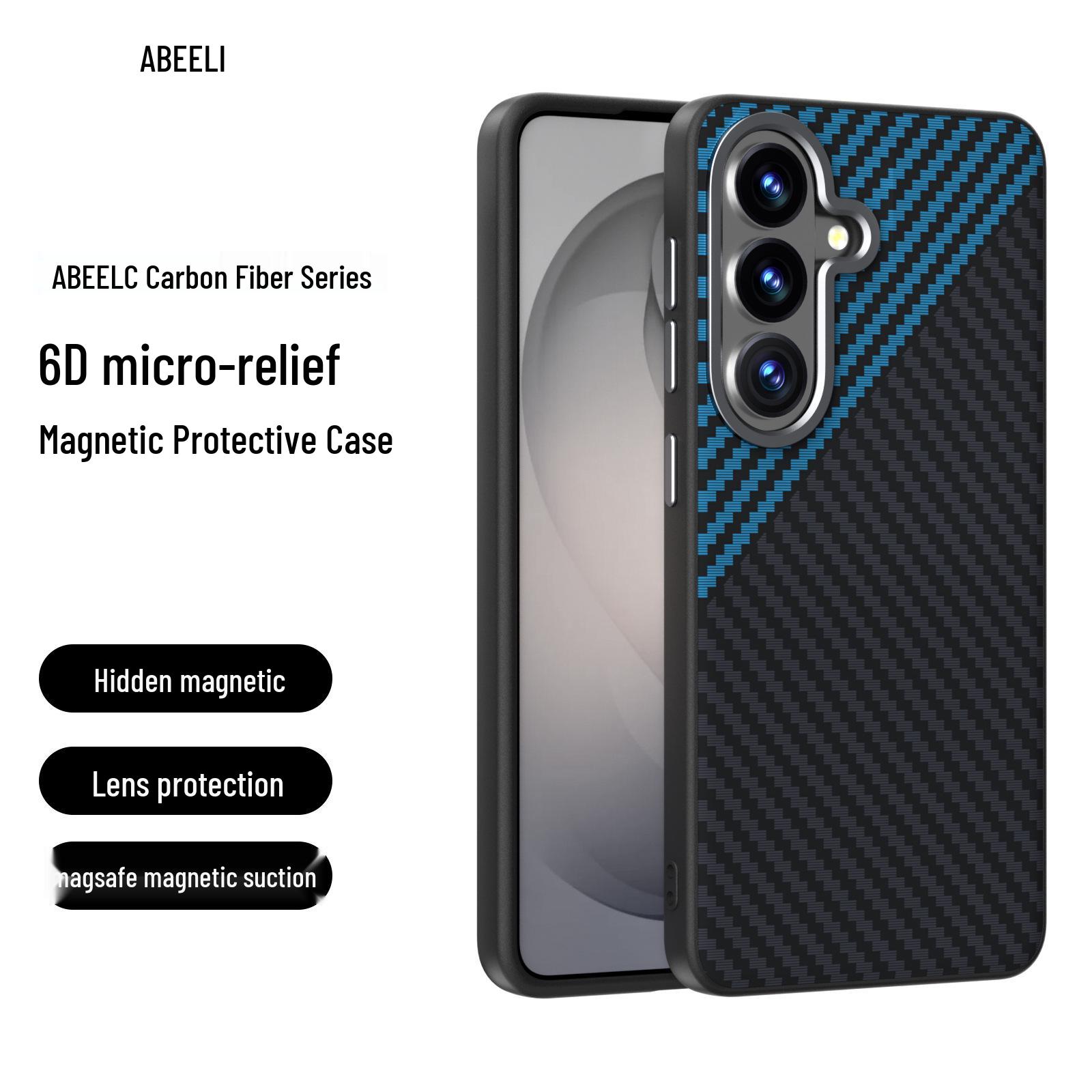 

Samsung S26 Ultra Carbon Fiber Magnetic Soft Case - Anti-drop Protective Cover S25 Edge