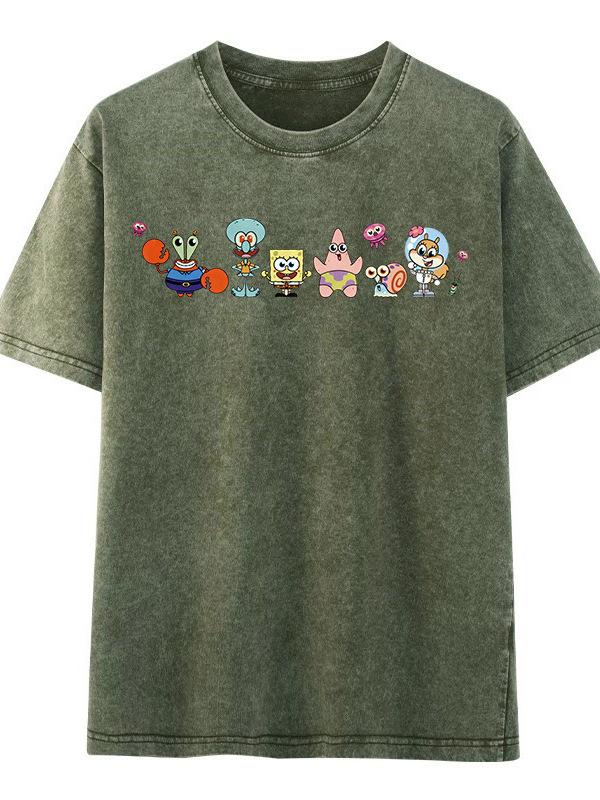Unisex Washed Distressed Oversized Short Sleeve Retro Cotton T-shirt