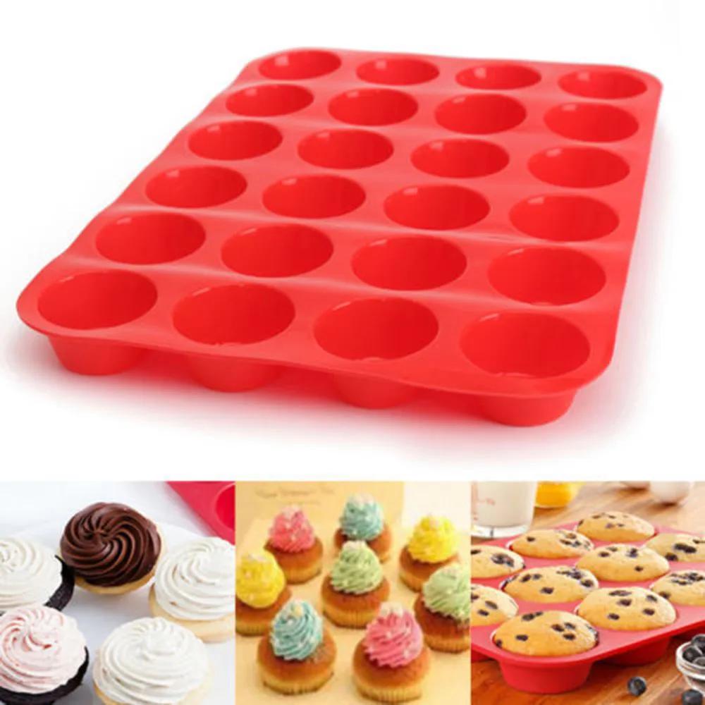 Cake Mold 24 Cavity Silicone Soap Cookies Cupcake Bakeware Pan Tray Mould Home Mini Muffin Cup 3D Non-stick Jelly&Candy