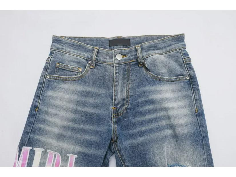 Men's Light Blue Ripped Patch Slim Fit Jeans - Hip Hop Style, Slightly Elastic, European & American High-Street Fashion