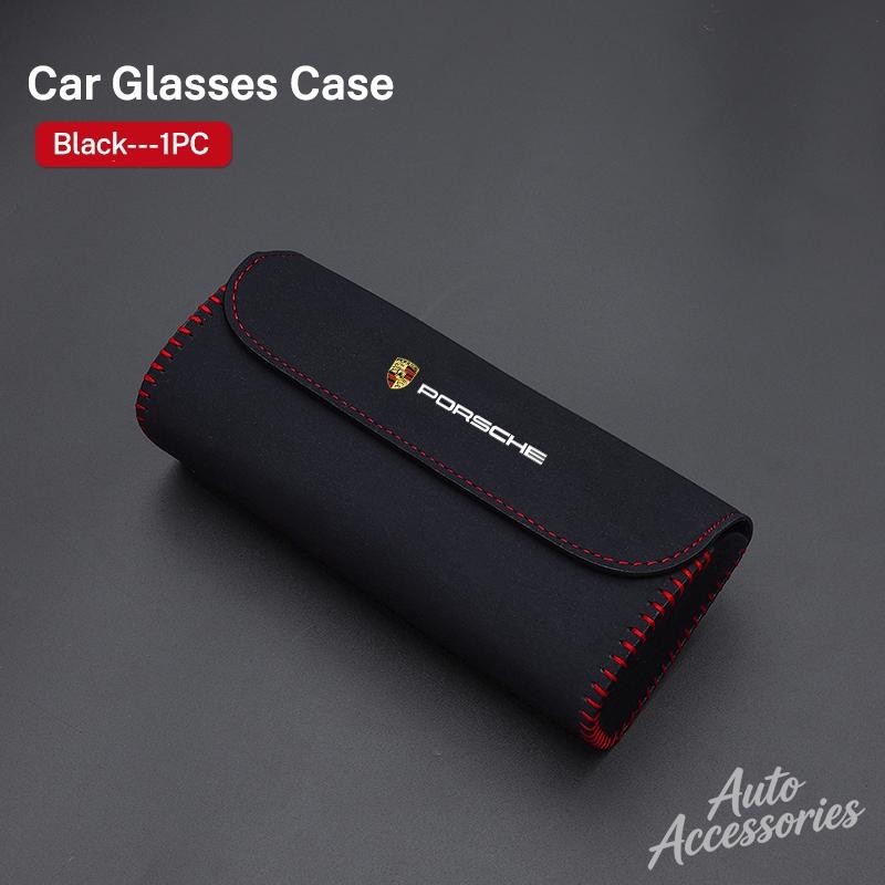 Auto Sonnenblende Brillenetui Organizer Brillen Aufbewahrungsbox Halter Für Porsche Cayenne Panamera Macan 911 718 Cayman Taycan Boxster