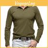 Polo Long Mens Sleeve Shirts 3button Casual Slim Fit Basic Tshirts Moisture Wicking Breathable Athletic Workout Collared Tops Golf Polo For Male