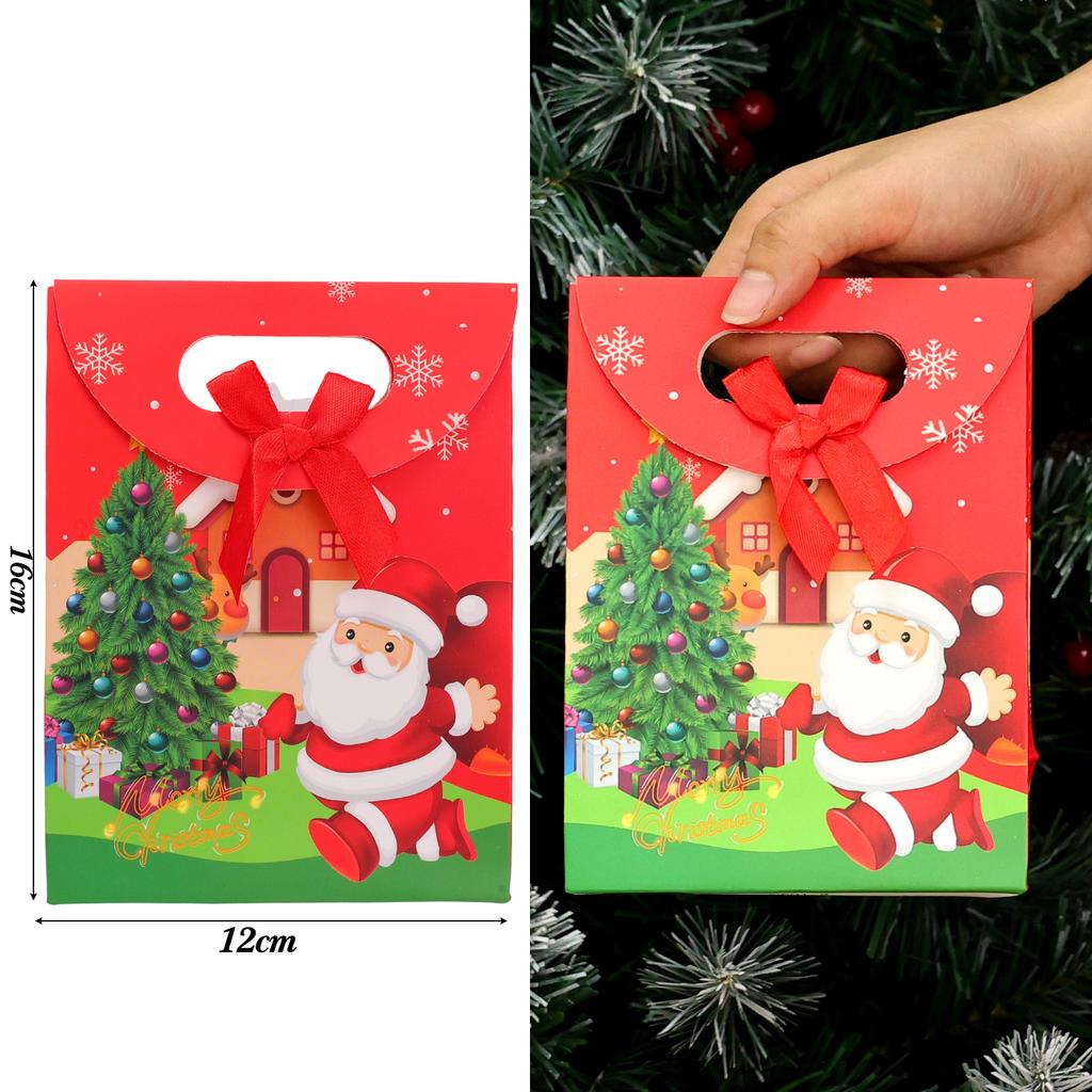 Christmas Paper Bags with Handles Holiday Kraft Gift Tote Bags Assorted Santa Claus Designs for Kids Xmas Candy Goodie Bags Wrap