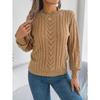 Women's Sweatshirt Casual Solid Colour Openwork Lantern Sleeve Pullover Knitwear Long-Sleeved Top