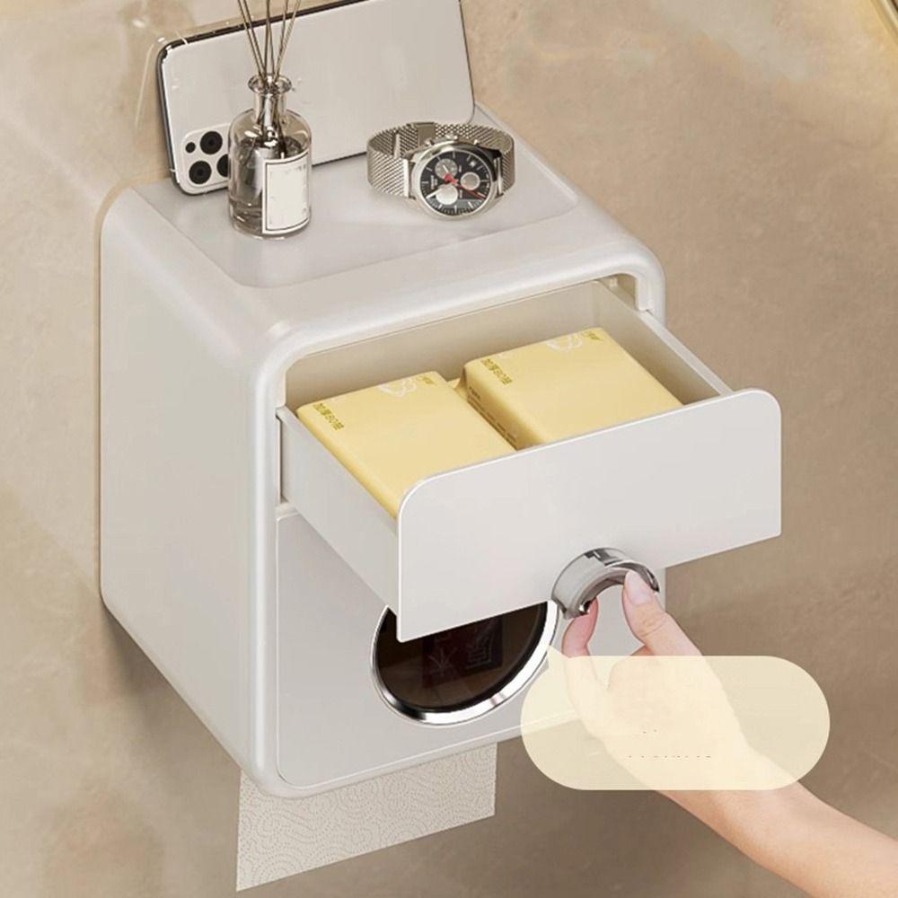 Punch-Free Toilet Tissue Box Plastic Paper Towel Holder Roller Tissue Holder  Bathroom