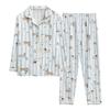 "Cute Dog Dachshund" ins cartoon spring and autumn striped pajamas women's cardigan long-sleeved loungewear autumn and winter suit