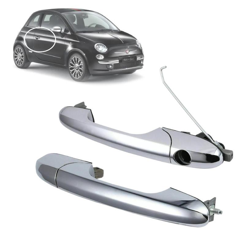 500 Offside Fiat Left Right Driver Side Chrome Outer Door Handle Car Accessories