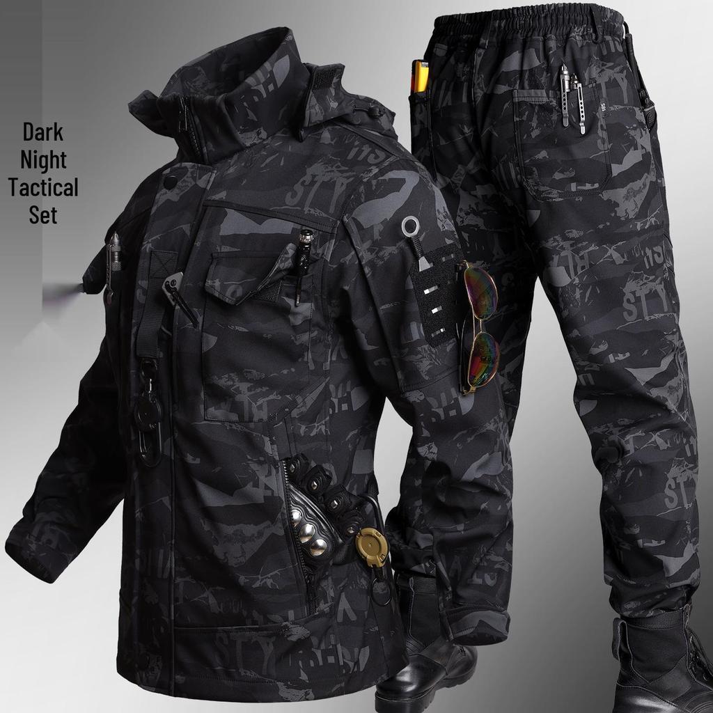 Men's Durable Waterproof Camouflage Jacket & Pants Set - Breathable Workwear for Spring & Autumn Outdoor, Tactical, and Mountaineering Use