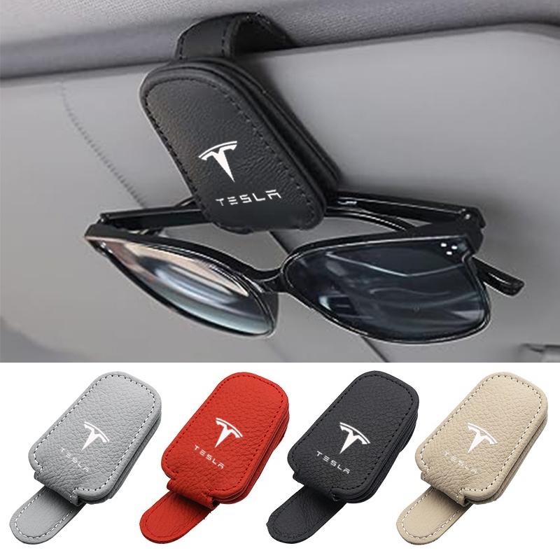 AMK1 Car Sunglasses Holder Sun Visor Glasses Clip Eyeglass Storage For Tesla Model 3 Highland Y Juniper Model S Model X Cybertruck
