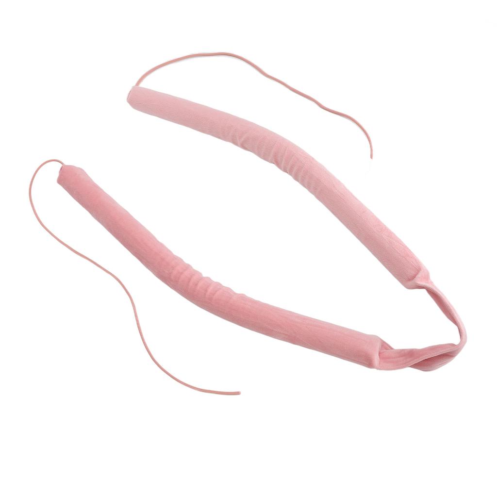 Heatless Curling Rod Headband with Tail Rope Soft Rubber Prevent Damage DIY Hair Curls Roller for Sleeping Pink