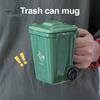 Recyclable Waste Mug Funny Trash Bin Ceramic with Lid, Novelty Garbage Can Drinking Tea Cup Mini Handle, Recycling Coffee Mug, Gag Gifts for