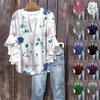 Summer Women's Tops V-Neck Seven Sleeve Shirt Spring Summer Floral Printed Tops Casual Shirt
