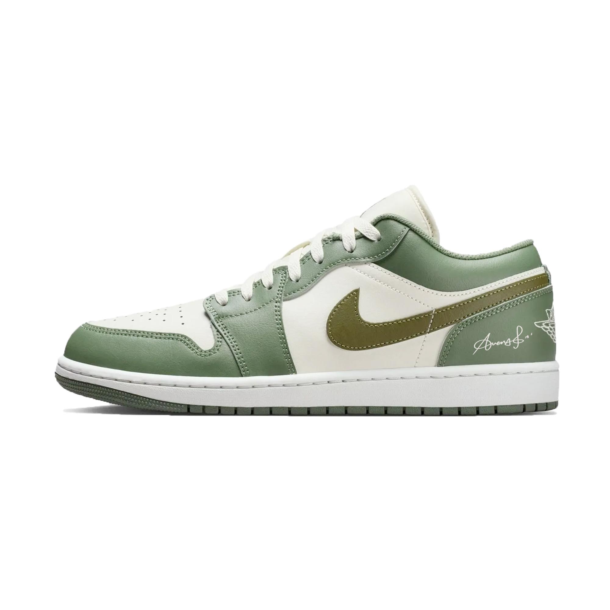 

Jordan Air Jordan 1 Matcha Cloth Soft And Comfortable Low top Vintage Basketball Shoes Men s North Carolina Green 553558-146(Team855- ) 44.5