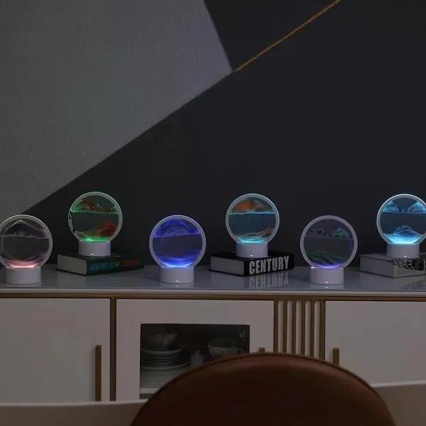 1PC dimmerabile 3D Moving Sand Art lampada da tavolo RGB cambiamento di colore dinamica clessidra luce notturna Home Office Decor regalo di Natale