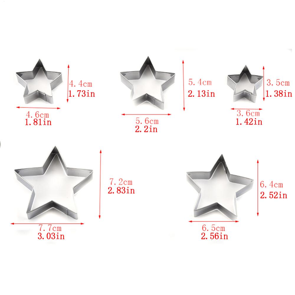 Star Shaped Cookie Cutter Vegetable Fruit Cutters Shapes Stainless Steel Baking Cutters 5pcs Cookie Cutters Five-pointed Star