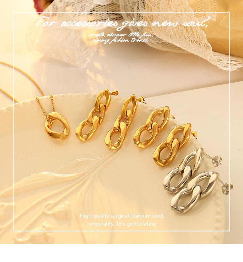 Minimalist Fashion Titanium Steel Jewelry Set: European & American Style Necklace and Earrings for Women & Girls