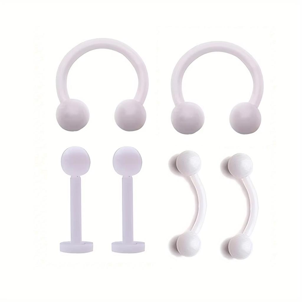 6Pcs UV Rook Multicolor Nose Rings Hoop Earrings Eyebrow Ring Lip Labret Studs Acrylic Flexible Cartilage Ear Piercing Jewelry