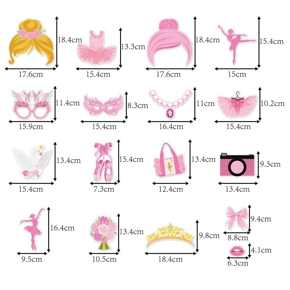 Ballet Theme Pink Photo Props With Sticks For Birthday Party Celebration