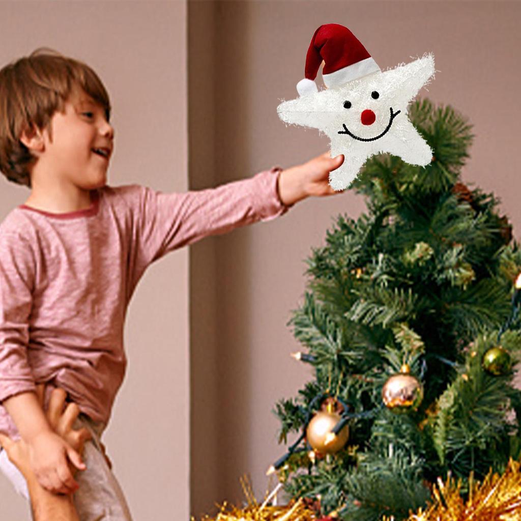 Light Up Star For Christmas Tree Five-Pointed Star Lighted Tree Topper Holiday Ornament Indoor Home Decoration For Bedroom