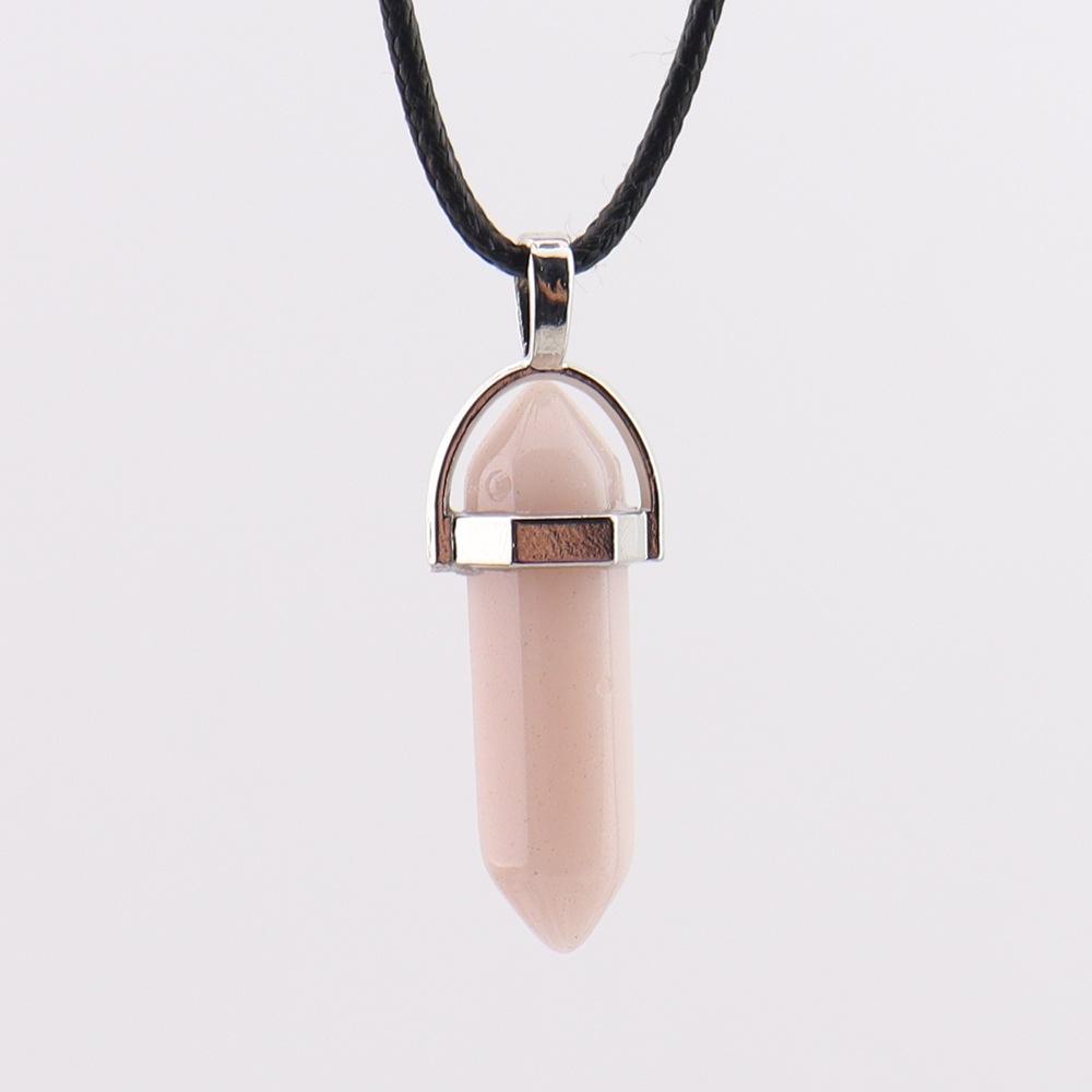 

Crystal Hexagonal Column Pendant Popular Hexagonal Prism Bullet Luminous Stone Necklace N759
