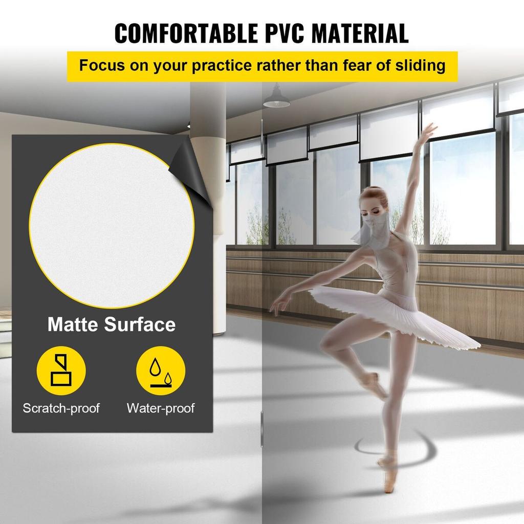 Dance Floor, 6.6x23ft Dance Floor Roll, 0.06in Thick PVC Vinyl Dance Floor, Black/White Reversible Portable Dance Floor, Non-Slip Dance Flooring,