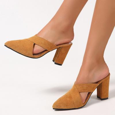 Summer Women Slippers Outdoor Fashion Luxury Cow Real Leather Pointed High Heel High Quality Lady Sexy Sandals Slides Shoes