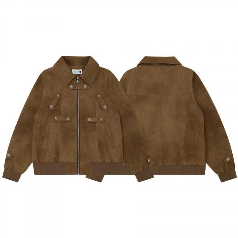Unisex Vintage Streetwear Oversized PU Jacket Casual Outerwear Youth