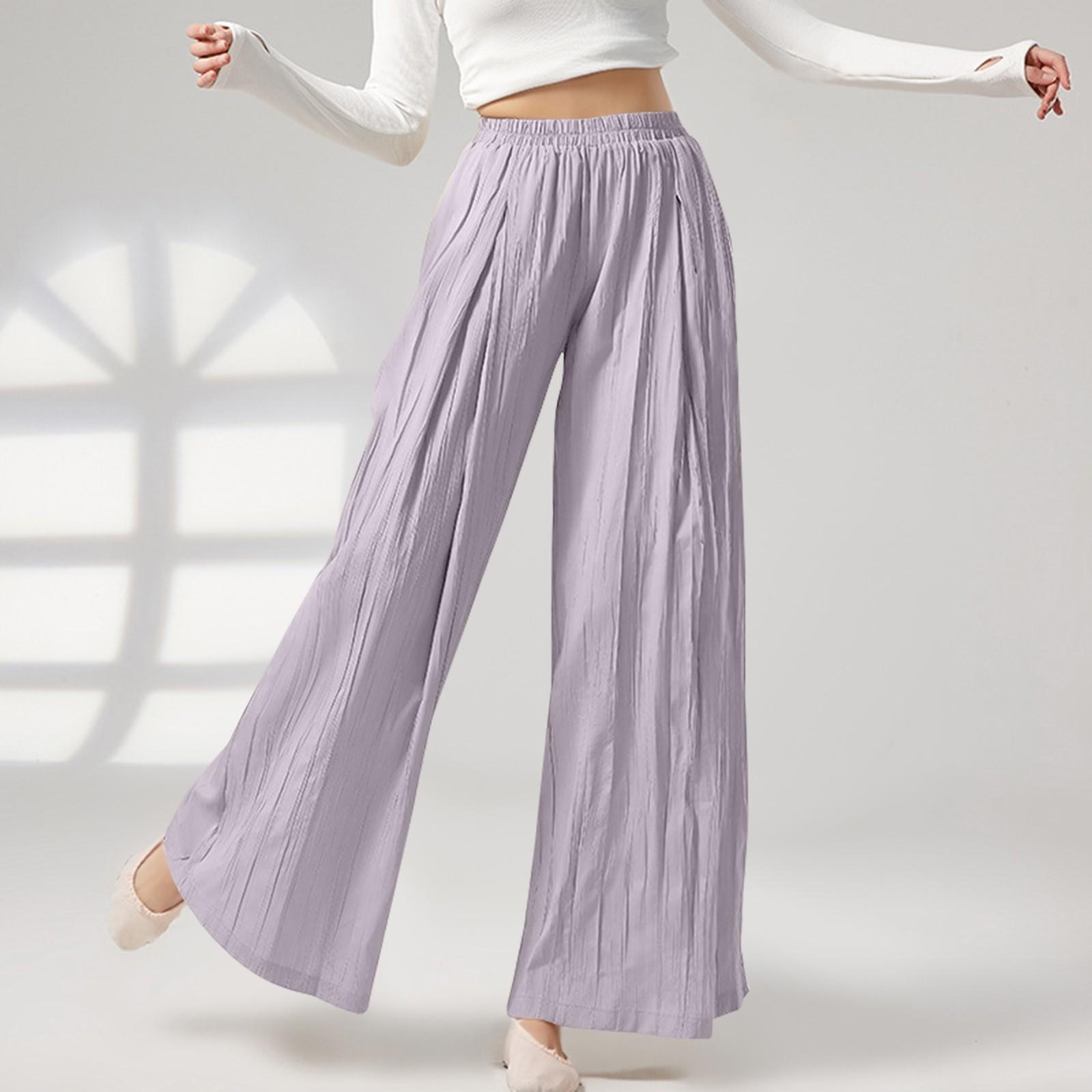 

Женские свободные повседневные пляжные брюки с высокой талией и широкими штанинами S