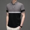 Summer New Men's Short Sleeved Polo Shirt with Printed Striped Sports Short Sleeved Shirt