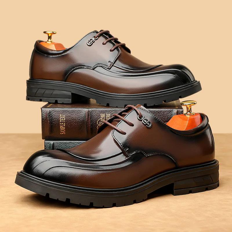 Luxury Dress Shoes Men British Business Platform Shoes for Men Fashion Leather Shoes Designer Wedding Shoe Zapatos De Hombre