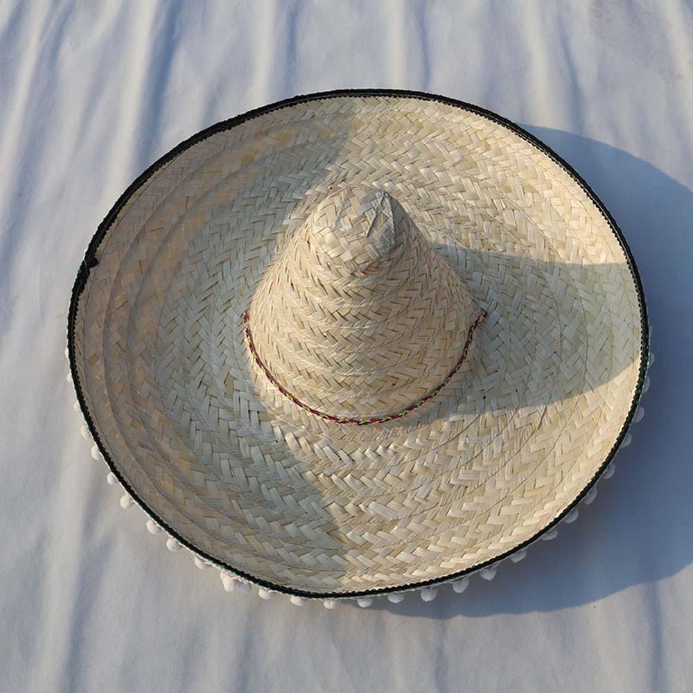 Wide Brim Mexican Party Hat Natural Straw Carnival Sombrero Outdoor Mexican Straw Hats Men Women
