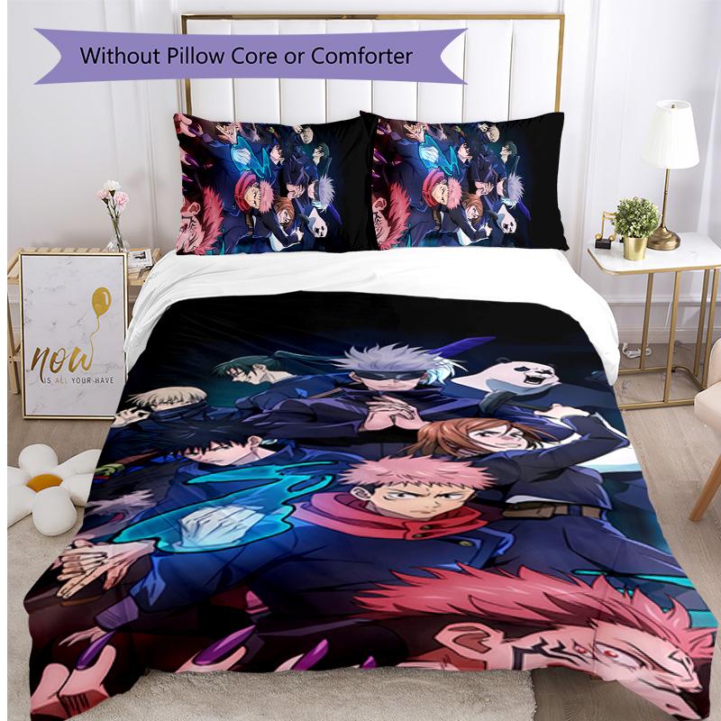 Jujutsu Kaisen Printed 3PCS Bedding Set Soft Breathable Duvet Cover Pillowcases Set Washable Bedroom Decor Home Gift