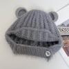 Sweet and cute bear ears knitted plush hat for women's autumn and winter new ear protection, cold protection and warmth Lei Feng hat