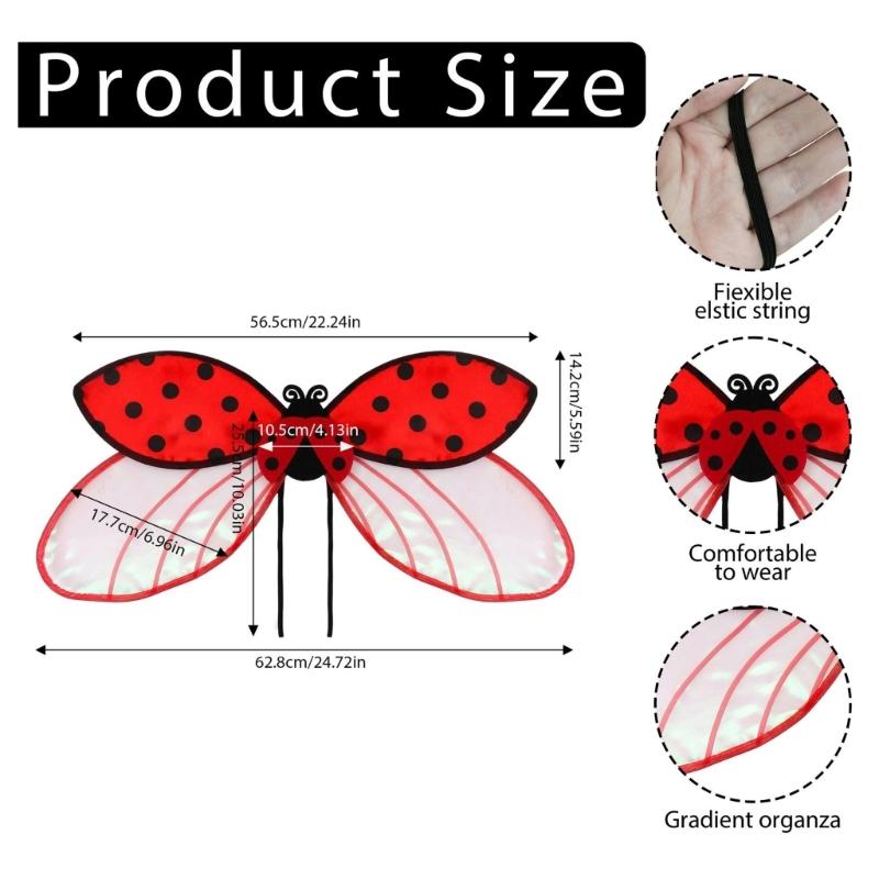 Realistic Ladybugs Wing For Halloween Cosplay And Themed Parties Easy Wear Design Safe Role Play Wing For Children