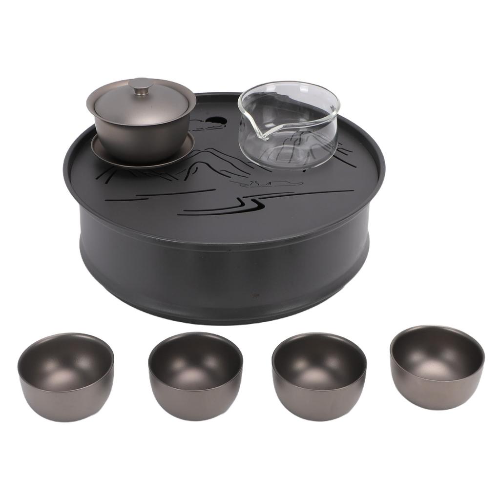 Outdoor Camping Tea Set Multifunctional Lightweight Portable Pure Ti Camping Tea Brewing Cup Set
