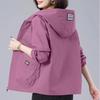 Giacca a Vento con Cappuccio Primavera Autunno Donna Coreana Casual Lunghezza Media Zip Cappotto Capo Esterno Casual Femminile Giacca Larga