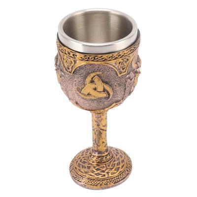 Nordic Viking Goblet Retro Resin Stainless Steel Beer Cup for Cocktails Whisky Red Wine