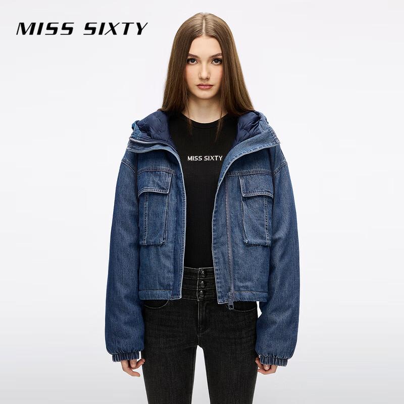 

MISS SIXTY 2025 Зимняя женская джинсовая куртка с капюшоном на утином пуху L