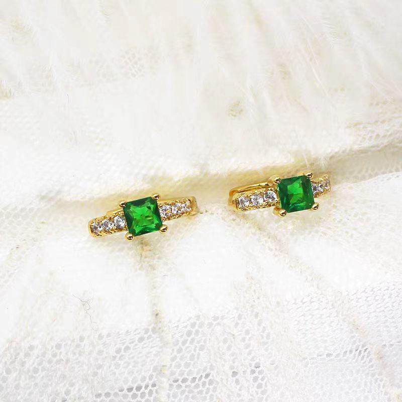 Elegante mehrfarbige Zirkon-besetzte Zuckerwürfel-Ohrringe für Damen