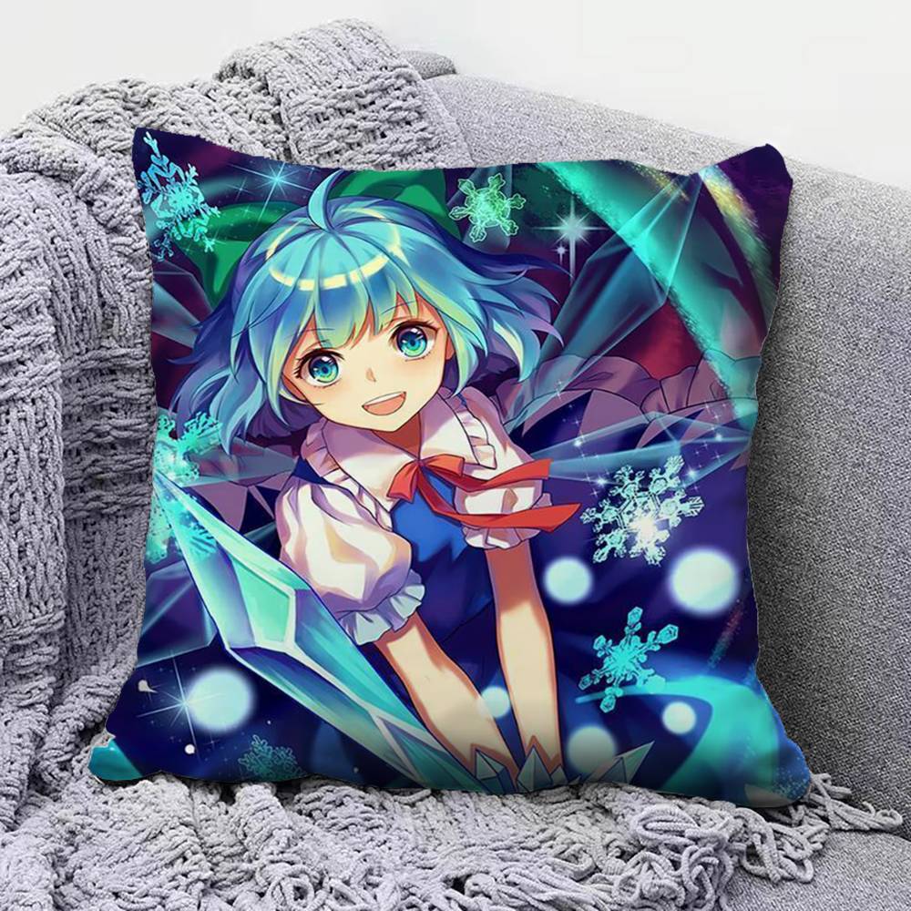 TOUHOU Project Cirno Cute Anime Girl Pillow Covers Home Sofa Cushion Covers and Aecorative Custom