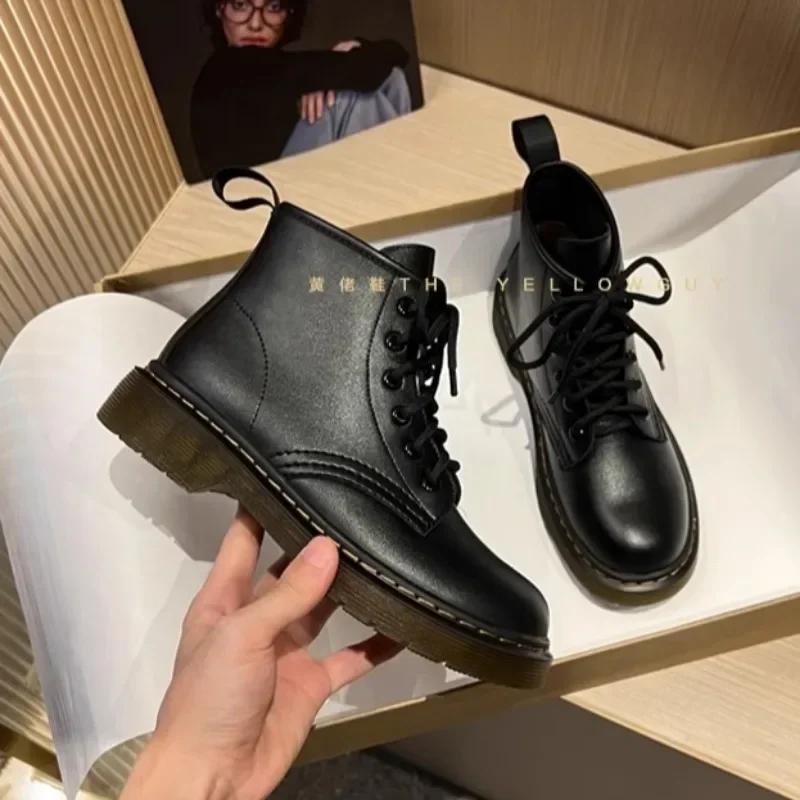 New Platform Walking Shoes for Women Fashion Lace Up Ankle Boots for Women Plus Velvet Boots Outdoor Casual Women's Short Boots