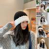 Women Warm Fluffy Plush Bucket Hat Ladies Winter Solid Fashionable Knitted Cap  Fisherman Cap Ladies