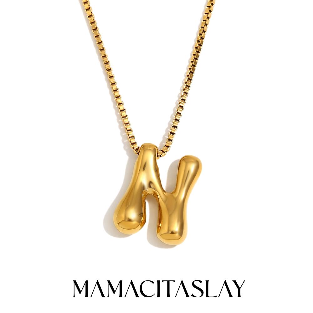 MamacitaSlay Creative 18K Gold Plated Stainless Steel Letter Pendant Necklace Party Waterproof jewelry Unisex Minimalist Gift