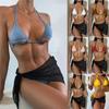Seksowny damski trójkątny zestaw bikini z wiązaniem po bokach stringi stringi strój kąpielowy jedno ramię elastyczny